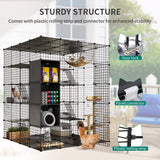 YITAHOME Cat Cage Indoor Large with Storage Cube DIY Outdoor Catio Cat Enclosures Metal Cat Playpen with Hammock Platforms for 1-4 Cats 5 Tiers Cat Kennel YITAHOME