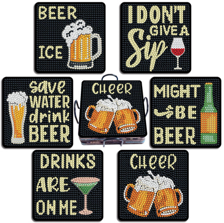 Nilyzit DIY Beer Coaster Diamond Painting Coasters Kits for Adults Small Diamond Art Kits Diamond Painting Kits for Adults Clearance adults'paint-by-Number Kits,Square Coasters,Funny Coasters Nilyzit