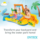 Intex Inflatable Dinosaur Play Center Outdoor Playhouse Inflatable Water Park with Kid Pool Slide, Water Sprayer, Waterfall, and 6 Balls, Multicolor Intex