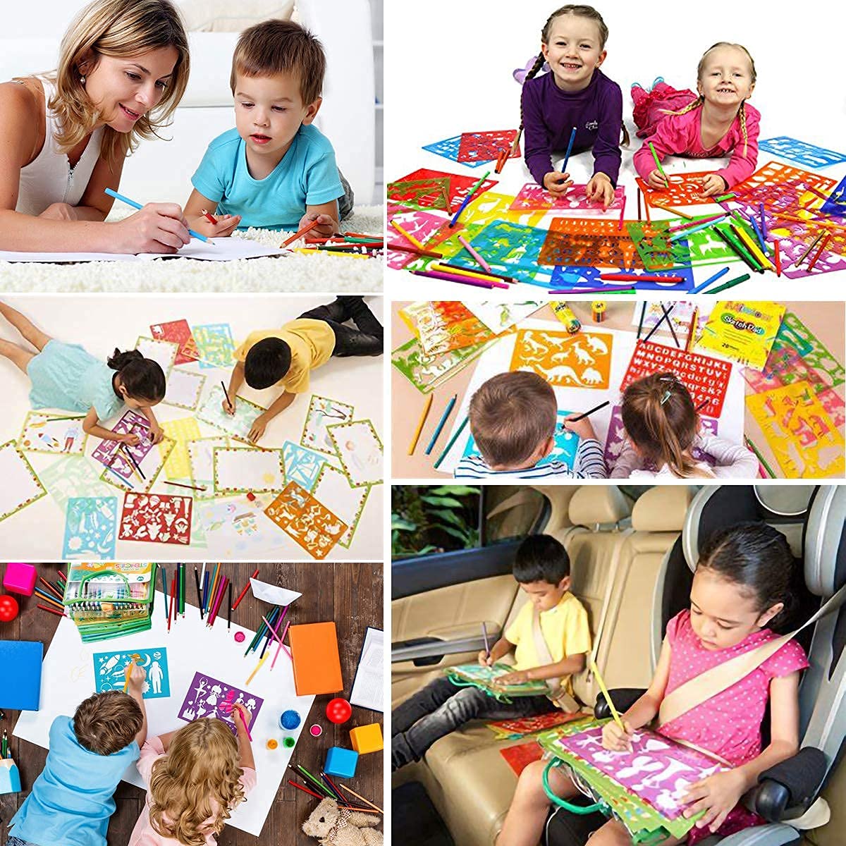 Stencil Drawing Kit for Kids, 25 Pcs Plastic Drawing Stencils with 400+ Shapes, Great Birthday Gift for Boy Girl Acoavo