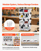 VEVOR Plastic Stackable Storage Bins, 10.9 x 5.5 x 5.1 inch (8 Pack), Plastic Containers for Organizing & Storage Bins for Closet, Garage, Small Parts, Office Supplies, Other Accessories, Transparent VEVOR