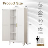 pozdeg White Metal Storage Cabinet, 47.25" H Steel Kitchen Pantry Cabinet with 2 Doors and 3 Adjustable Shelves, Versatile Sideboard Buffet Cabient for Home Office Warehouse Garage or Outdoor pozdeg