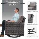 Belord Outdoor Sectional Furniture with Swivel Rocker Chair, 10 Pieces Wicker Patio Furniture Sets with Ottoman L Shaped Sofa Coffee Table Grey Cushion Belord