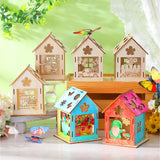 Cinnvoice 12 Sets Spring House Craft Kit to Paint DIY Birdhouse Kit Painting Puzzle Spring Wooden Houses Village Scene Festival Wood Craft House Decors for Table Centerpieces Home Cinnvoice