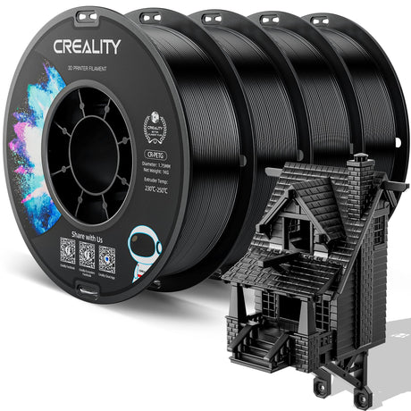 CREALITY PETG Filament 1.75mm 3D Printer Filament Bundle, 4kg (8.8lb) Neatly Wound Spool, Dimensional Accuracy ±0.03mm, 2024 Latest Batch, Fit for Most FDM 3D Printers, Black (4-Pack) Creality