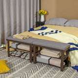 SONGMICS Bamboo Shoe Bench, 3-Tier Shoe Rack Organizer for Entryway, Living Room, Bench Seat Holds Up to 300 lb, 11.9 x 28.3 x 19.2 Inches, Rustic Walnut and Slate Gray ULBS604CG SONGMICS