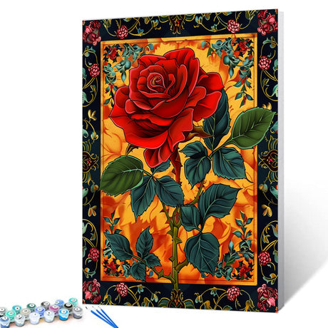 Tucocoo Red Rose Paint by Number DIY Painting Beautiful Plants Paint by Numbers for Adults and Beginners Romance Colorwork Paintwork Crafts Gift for Friends and Family 16"x20" (Without Frame) Tucocoo