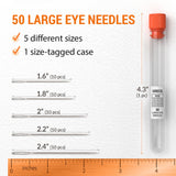 VONEEDL 50 Large Eye Heavy Duty Needles - 5 Sizes Easy to Thread Sharp Point Needles Perfect for Hand Sewing, Knitting, Crewel Darning, Crafting, and DIY VONEEDL