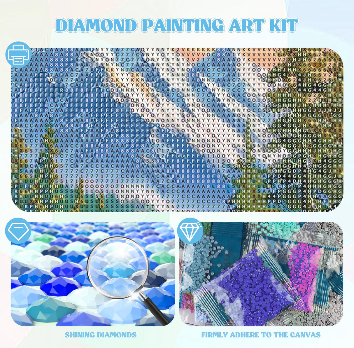 QENSPE 5D Diamond Art Snowy Mountain DIY Round Full Drill Diamond Painting Kits for Beginners,Landscape Diamond Dots for Adults,Home Wall Decor & Gift Perfect for Relaxation 12x16 inch QENSPE