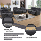 A Ainehome Manual Recliner Sofa Set, Corduroy Recliner Loveseat, Living Room Furniture Set Modern Loveseat Sofa, Reclining Couches for Living Room/Office(3 Piece Set, Dark Grey) A Ainehome