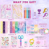 QIYVLOS 2 Pack DIY Journal Kit, Scrapbook Kit Toys for ages 8-13, Birthday Stationary Journaling Supplies Set Arts and Crafts Gifts for Teen Girls Ages 8 9 10 11 12 13 14 Year Old QIYVLOS