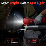 TaskStar Battery Grease Gun, Super Efficient Electric Grease Gun Kit with 2 Batteries and Charger, 39.4” Flexible Hose and Coupler, 10000 PSI Cordless Grease Gun with Super Bright LED Light, Red TaskStar