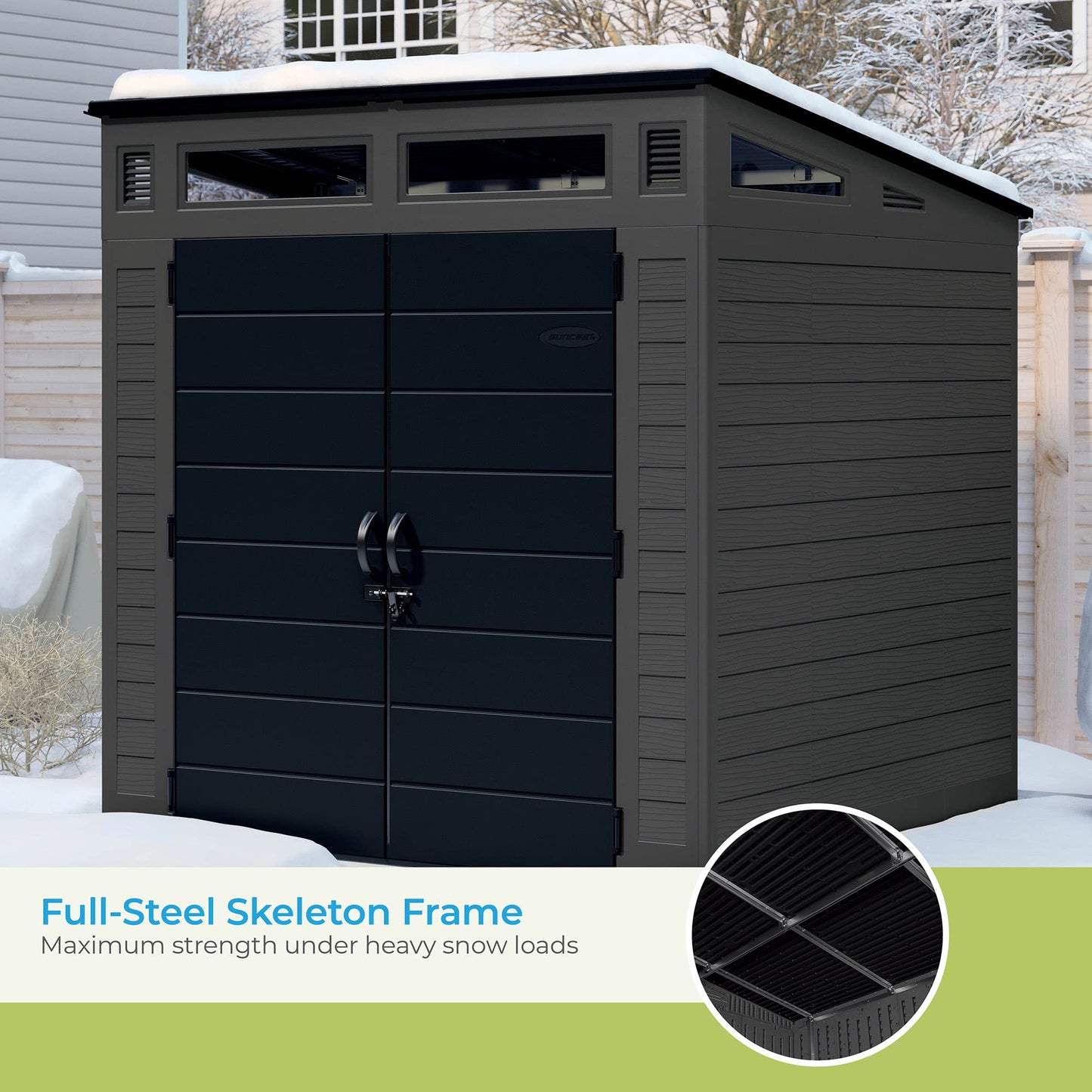 Suncast BMS7780 Modernist Shed, Peppercorn - WoodArtSupply