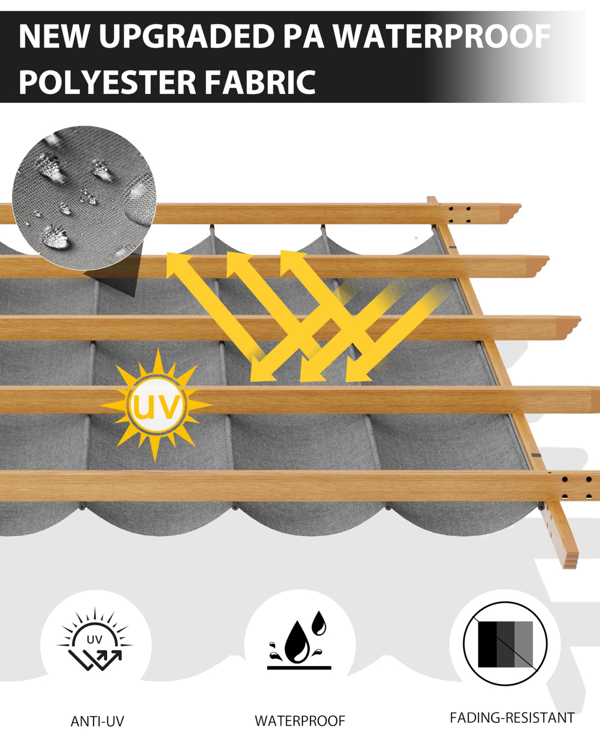 Agrestem 10x13 Ft Retractable Outdoor Pergola with Canopy, Upgraded Wood-Grain Aluminum Pergola, Modern Pavilion for Backyard, Patio, Porch, Grape Trellis, Gray Agrestem