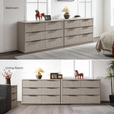 SICOTAS Dresser for Bedroom 53.5" Wide 6 Drawer Dressers & Chests of Drawers for Closet Long Large Modern TV Stand Set for Clothes Storage Fluted Clothes Closet for Hallway Entryway, White Alder SICOTAS