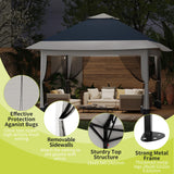 12x12ft Patio Gazebo, Outdoor Canopy with Mesh Walls, Pop Up Gazebo Tent with 4 Ropes 8 Stakes & Portable Carrying Bag, Double Roof, Easy Up Pavilion for Outside Garden, Backyard, Lawn Hipicute