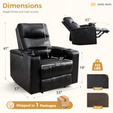 ANJ Black Power Recliner Chair Electric Home Theater Seating Soft Leather Movie Chair for Living Room Overstuffed Single Reclining Sofa with Hidden Arm Storage, Cup Holders and USB Ports (Black) ANJ