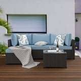 GOJOOASIS Patio Furniture Set Outdoor Sectional Sofa with Ottoman Wicker Couch Rattan Modular Seating Conversation Sets Porch Decor for Backyard, Balcony, Garden (Blue A) GOJOOASIS