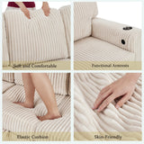 KEIKI 81" L-Shaped Oversized Corduroy Modular Sectional Sleeper Sofa with Pull-Out Bed, Storage Seat, Modern 5-Seater Upholstered Couch Bed with Charging Station, Easy Assembly, for Living Room, Beige KEIKI