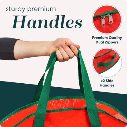 Handy Laundry, Christmas Wreath Storage Bag - Durable, Tarp Material, Zipper, Sturdy Carry Handles, Pest Protection - Ideal Home, Garage Organization for Seasonal Holiday Wreath Decorations. (30")