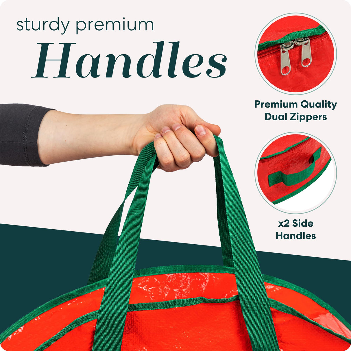 Handy Laundry Christmas Wreath Storage Bag - 2-PACK - Durable, Tarp Material, Zipper, Sturdy Carry Handle, Dust, Pest Protection - Ideal Home, Garage Organization for Holiday Wreath Decoration. (30") Handy Laundry