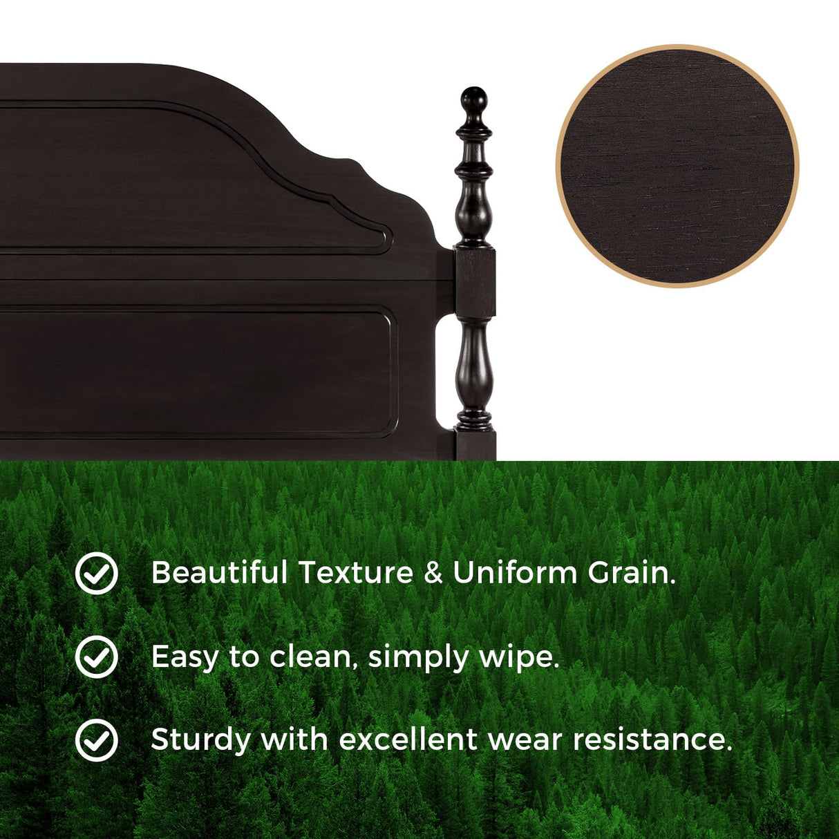 Wood Queen Bed Frame with Wooden Headboard and Footboard, Heavy Duty 12 Solid Wood Slats Support, Rubber Wood Platform Bed Frame with Large Under Bed Storage, No Box Spring Needed, Rustic Brown Susalt