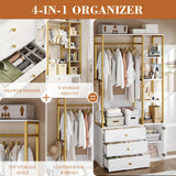 BOTLOG Closet Organizer, 81.2”H Wardrobe Closet with Hanging Rod and Storage Shelves, Garment Rack for Bedroom, Living Room(2PCS) BOTLOG
