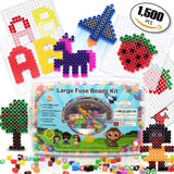 Fuse Beads kit of 1500 Large 10MM Melty Beads Perfect for Ages 4-7 with 48 Patterns and pegboard Arts and Crafts for Girls and Boys shinshin creation