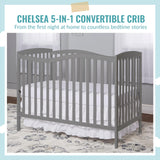 Dream On Me Chelsea 5-in-1 Convertible Crib, Steel Grey Dream On Me