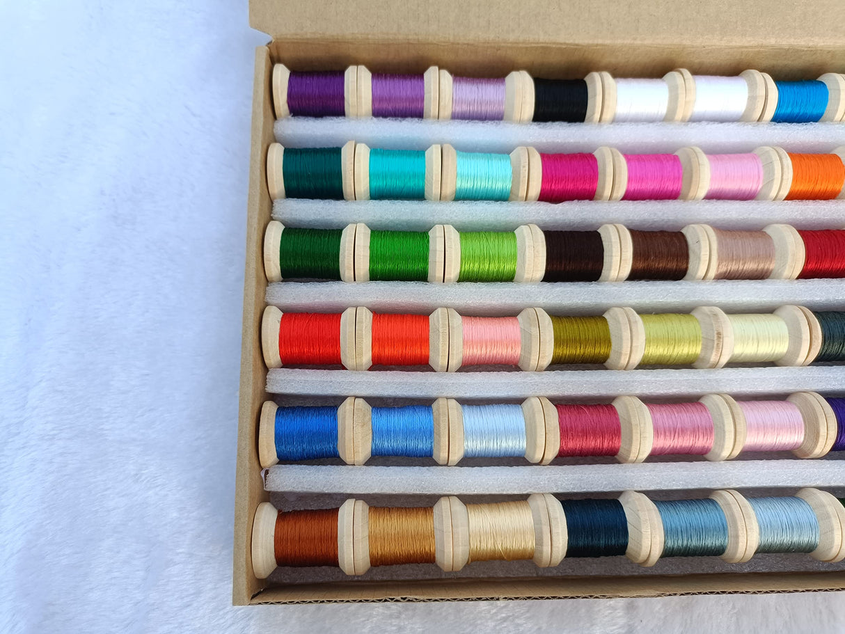 Jinmaya Silk Mulberry Silk Thread for Handmade Embroidery 60 Colors Spools Cross Stitch Needle Point DIY Handicraft Supply Chinese Suzhou Embroidery Silk Jinmaya