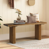 WINWY Solid Wood Entryway Bench - 43.3" Fluted Farmhouse Bench, Indoor Long Dining Bench Seat Narrow End of Bed Bench for Entry Way, Kitchen, Living Room and Bedroom, Brown WINWY