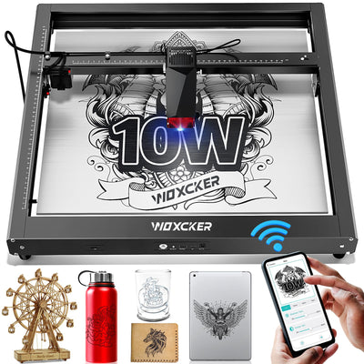 Laser Cutting and Engraving Machine, JL7 10W Laser Engraver, APP Supported, 0.01mm High Accuracy High Speed 400 * 400mm Size for Wood and Metal Leather Acrylic Glass Output Wattage: 10000mW