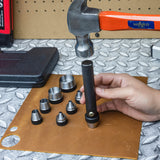 NEIKO 02614A Interchangeable Large Hollow Hole Punch Tool Set, 10 Piece, Gasket Maker, Heavy Duty Gasket Punch Set, Includes Hole Puncher Tool Carrying Case, Leather Punch Set NEIKO