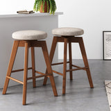 Nathan James Amalia Backless Kitchen Counter Height Bar Stool, Solid Wood with 360 Swivel Seat Antique Coffee/Natural Wheat, Set of 2 Nathan James