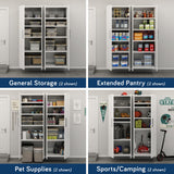 Sauder GarageCore 83" Deep Cabinet & Door Bundle, White Finish Sauder