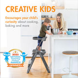 Boon Pivot Toddler Tower - Folding Toddler Step Stool for Bathroom Sink or Kitchen Countertop - Step Stool for Toddlers with CPC Certification - Gray - Ages 18 Months to 4 Years Boon