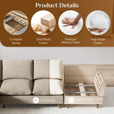 Nolohoo Cloud Couch Sectional Sofa, Modern Large Modular Sofas with Chaise, Convertible Ottoman, 112" Comfy Fluffy U Shape Sectional Couches for Living Room, Apartment, Light Brown Nolohoo