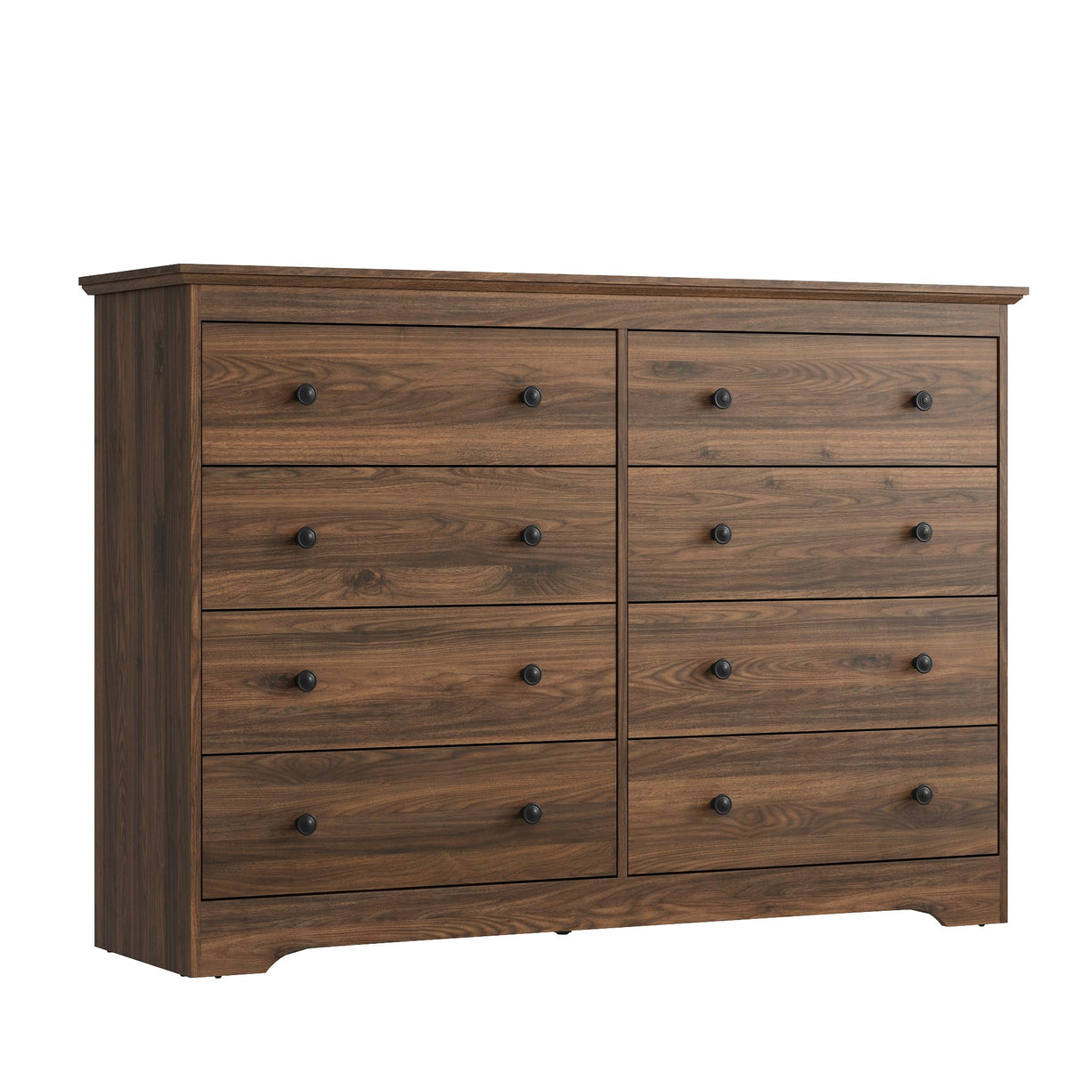 BAZELOR Dresser for Bedroom, 8 Drawer Dresser with Large Drawers, 55 Inch Wide Wood Chest for Living Room, Hallway, Walnut BAZELOR