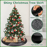 MACTING Christmas Tree Skirt 30 Inch Small Black Glitter Sequin Tree Mat Sparkly Tree Base Cover for Farmhouse Holiday Party Indoor Home New Year Xmas Tree Decorations MACTING