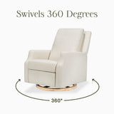Namesake Crewe Recliner and Swivel Glider in Ivory Boucle with Light Wood Base, Greenguard Gold Certified NAMESAKE