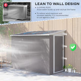 Outsunny 4' x 7.7' Metal Outdoor Storage Shed, Lean to Storage Shed, Garden Tool Storage House with Lockable Door and 2 Air Vents for Backyard, Patio, Lawn, Light Gray Outsunny