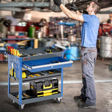 AIRAJ PRO 3 Tier Tool Cart,440 LBS Capacity Rolling Tool Cart with Drawers,Heavy Duty Industrial Service Tool Cart on Wheels with Pegboard Hooks for Mechanics,Garage,Warehouse,Workshop,Blue AIRAJ PRO