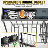 Hedyzone 4 Bike Stand Steady Bike Rack Garage with Baskets Storage Indoor Bike Storage Rack Metal Floor Bicycle Station for Parking Suitable for Mountain, Hybrid, Adult and Kids Bikes Hedyzone