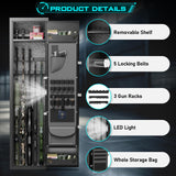8-12 Gun Safe, Biometric Rifle Safe, 57" Heavy Duty Long Gun Safe for Home Rifles and Pistols, Quick Access Large Gun Cabinet for Rifles and Shotguns with LCD Keypad, LED Light Luzfuego