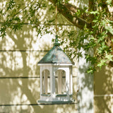 Glitzhome Large Capacity Hanging Bird Feeder,15.75" H Patina Metal Roof Solid Wood Gazebo Tray Bird Feeder for Outdoors Hanging,Supports Cardinals, Finch, Blue Jay,Sparrows and Outside Wild Birds glitzhome