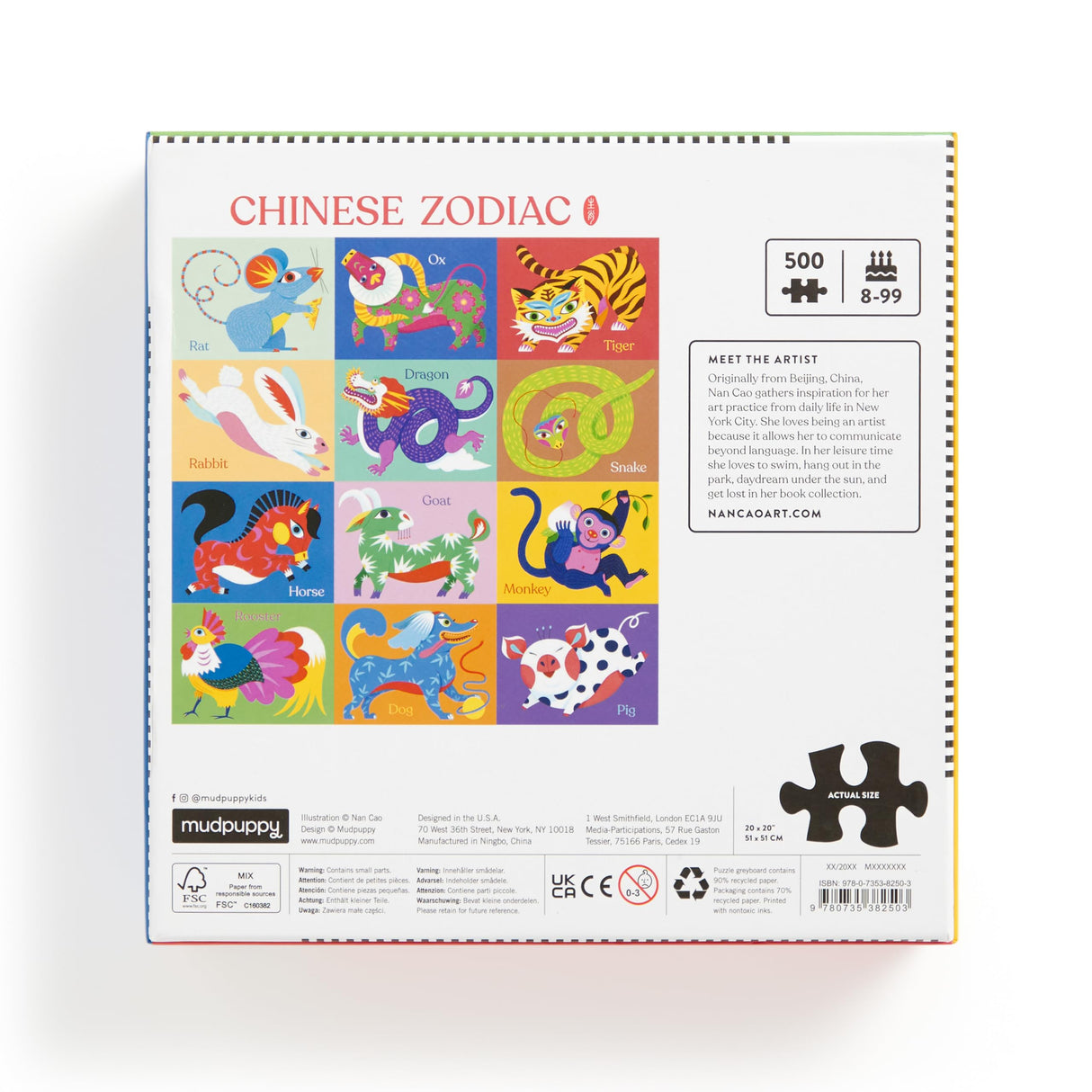 Mudpuppy Chinese Zodiac – 500 Piece Family Jigsaw Puzzle Featuring Colorful Illustrations of The 12 Animals Represented in The Chinese Zodiac Mudpuppy