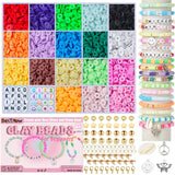 BestNow Clay Beads Bracelet Making Kit Toys for Girls Kids Charms Kit 18 Colors Friendship Bracelet Kit Letter Beads DIY Crafts Teen Girl Gifts Toys for Ages 6 7 8 9 10 11 12 BestNow