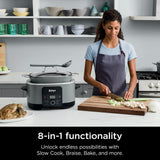 Ninja MC1001 Foodi PossibleCooker PRO 8.5 Quart Multi-Cooker, with 8-in-1 Slow Cooker, Dutch Oven, Steamer, Glass Lid Integrated Spoon, Nonstick, Oven Safe Pot to 500°F, Sea Salt Gray Ninja