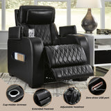 Signature Design by Ashley Boyington Contemporary Leather Match Power Recliner with Adjustable Headrest, Cup Holders, USB Port and Air Massage System, Black Signature Design by Ashley