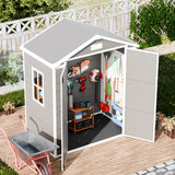 Outdoor Resin Storage Shed 6x3 FT Waterproof Sheds Kit with Floor Window Lockable Door Included, Outside Plastic Sheds for Backyard Garden Patio Lawn Tools WELYAS